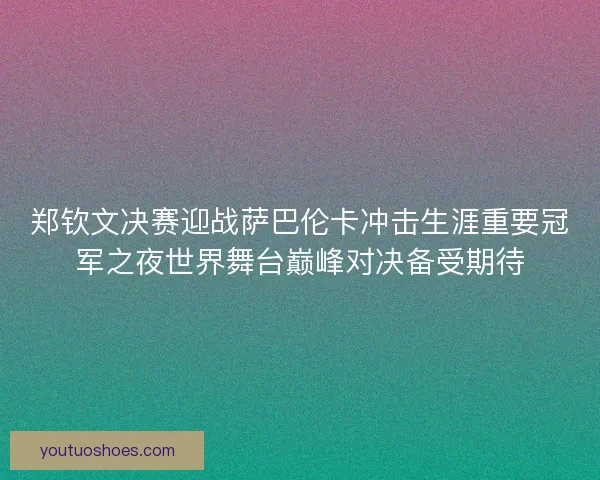郑钦文决赛迎战萨巴伦卡冲击生涯重要冠军之夜世界舞台巅峰对决备受期待